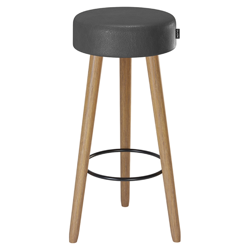 Banqueta Alta Estofada Pés Palito Hong Sintético Preto S08  - Mpozenato