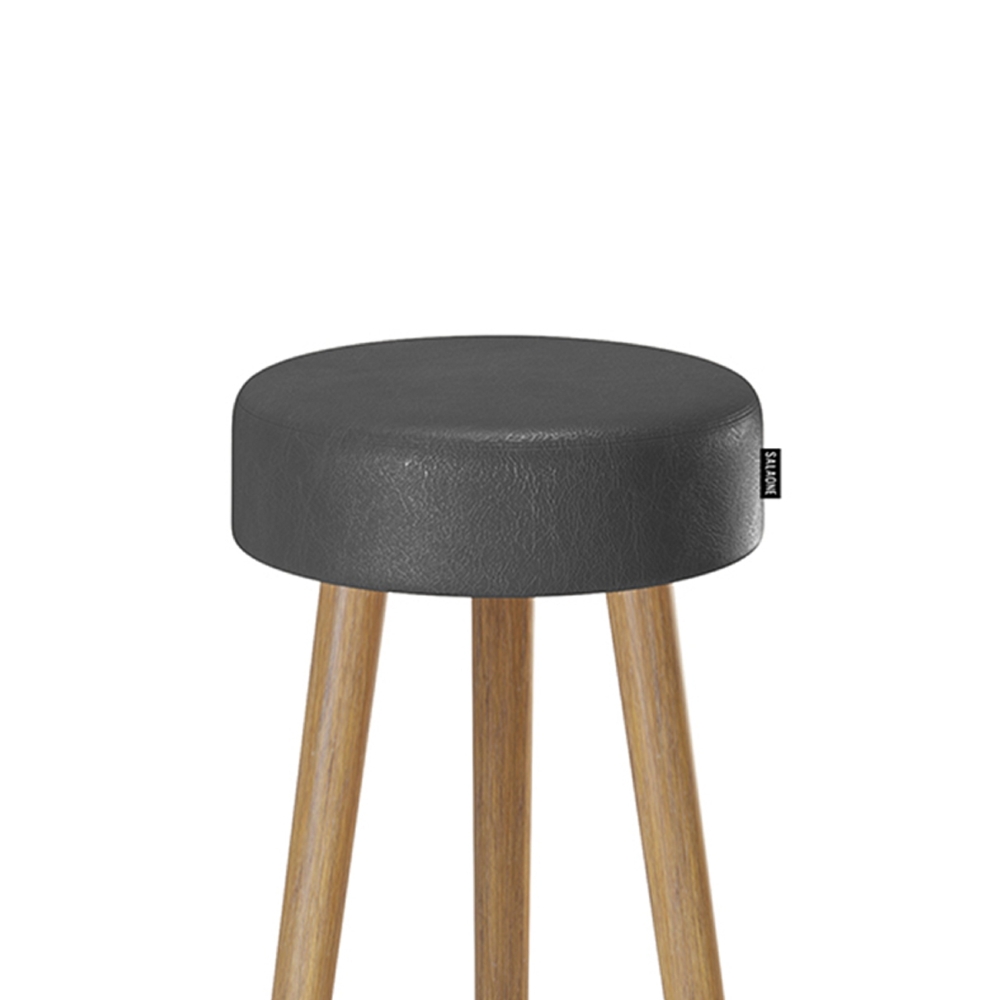 Banqueta Alta Estofada Pés Palito Hong Sintético Preto S08  - Mpozenato