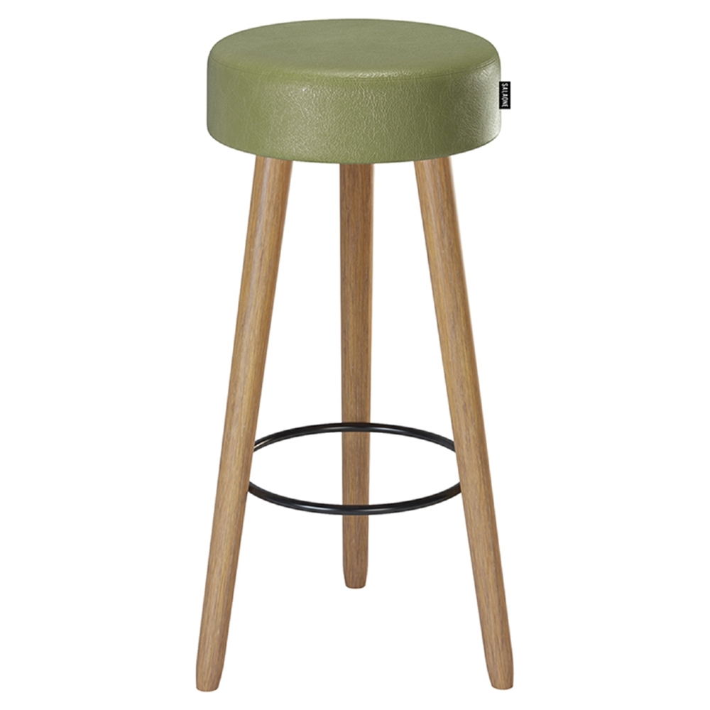 Banqueta Alta Estofada Pés Palito Hong Sintético Verde S08  - Mpozenato
