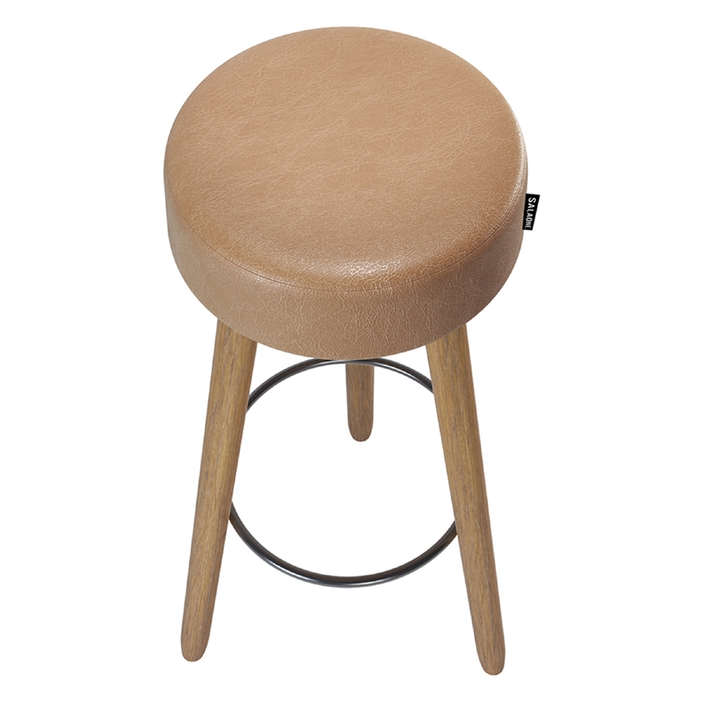 Banqueta Alta Estofada Pés Palito Kit 2 Hong Sintético Amarula S08 - Mpozenato