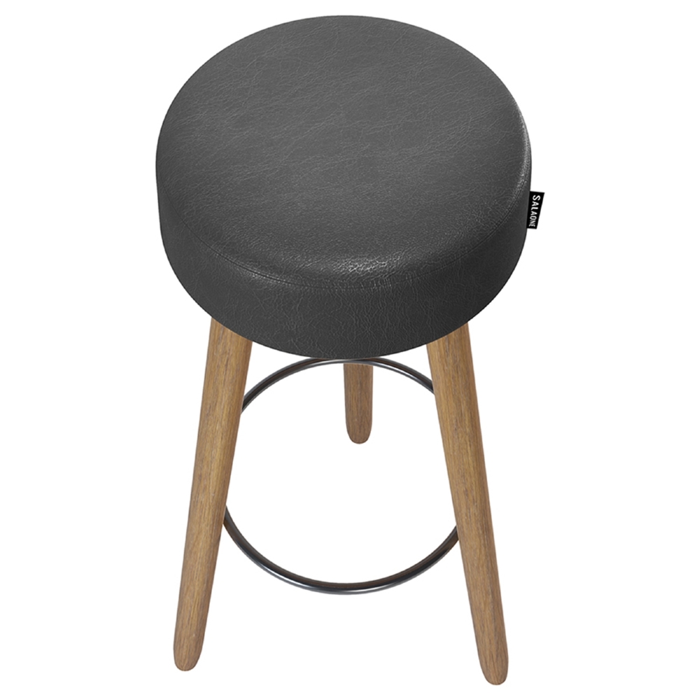 Banqueta Alta Estofada Pés Palito Kit 2 Hong Sintético Preto S08 - Mpozenato