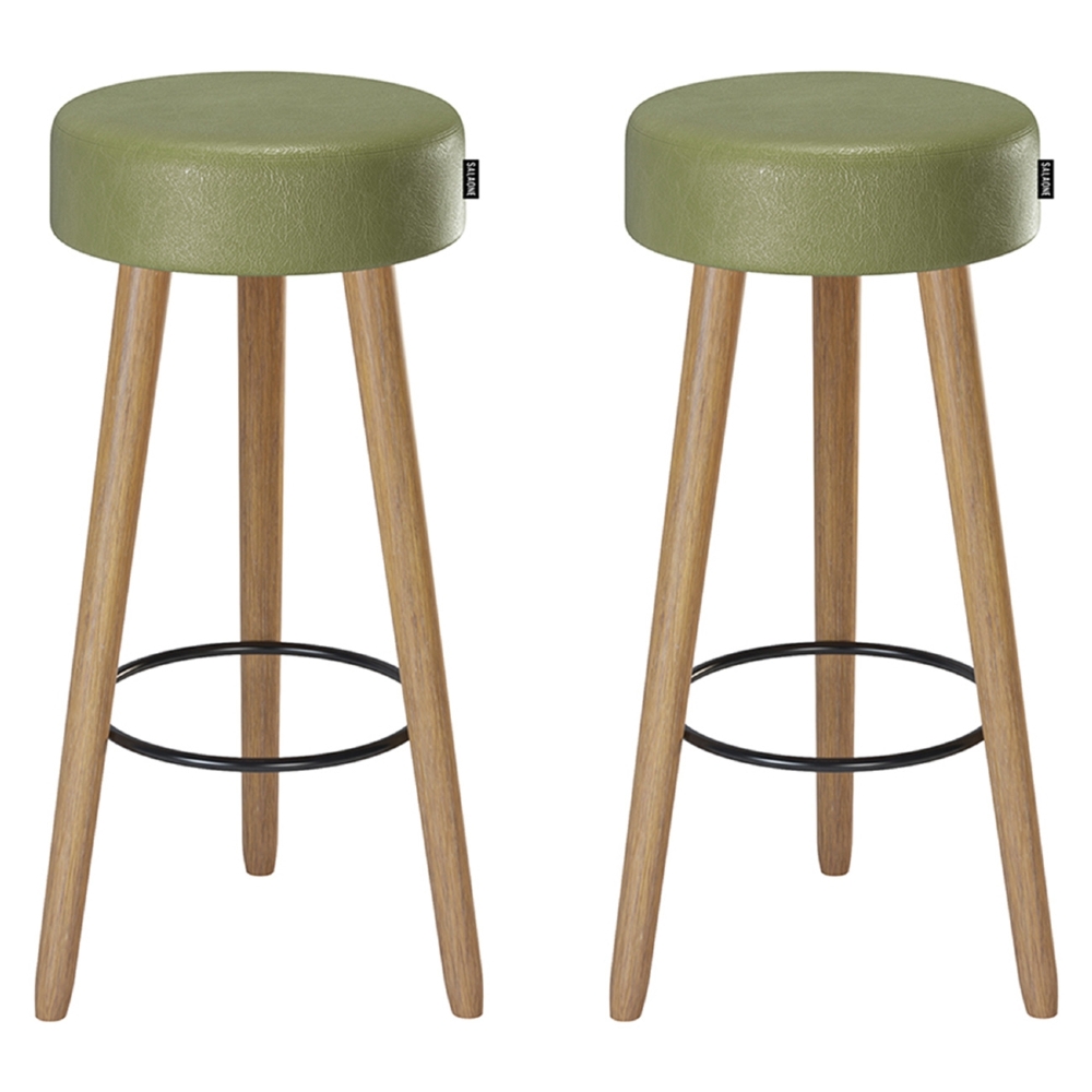 Banqueta Alta Estofada Pés Palito Kit 2 Hong Sintético Verde S08 - Mpozenato