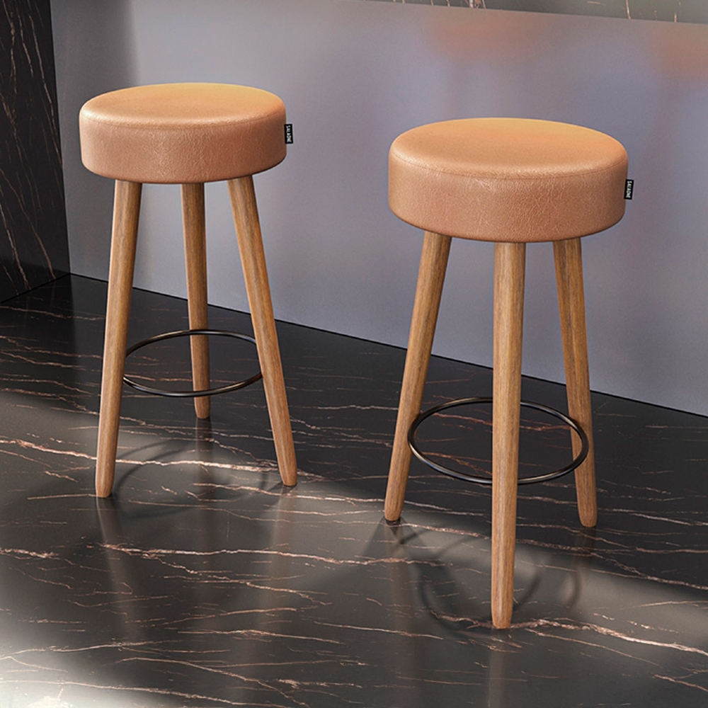 Banqueta Alta Estofada Pés Palito Kit 4 Hong Sintético Amarula S08 - Mpozenato