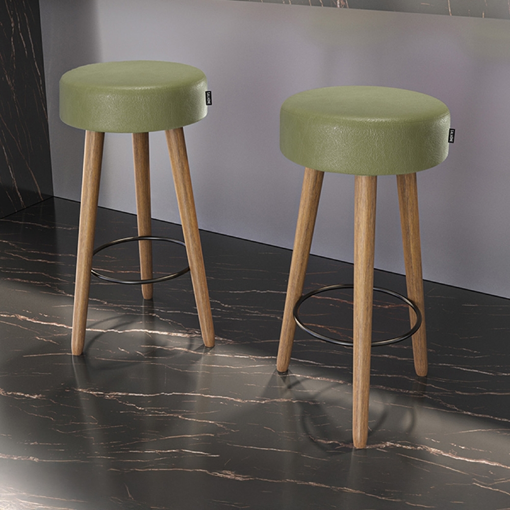 Banqueta Alta Estofada Pés Palito Kit 4 Hong Sintético Verde S08 - Mpozenato