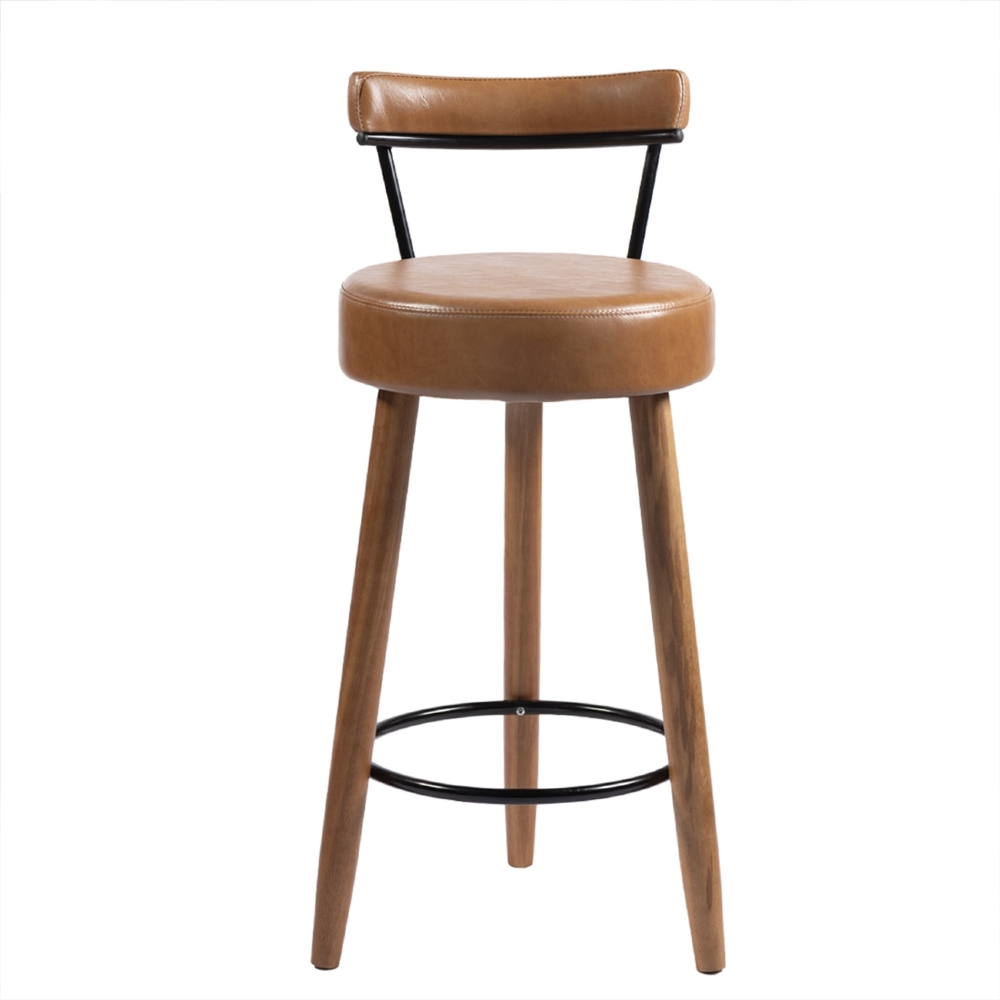 Banqueta Alta Estofada Pés Palito Tília Sintético Amarula S08 - Mpozenato