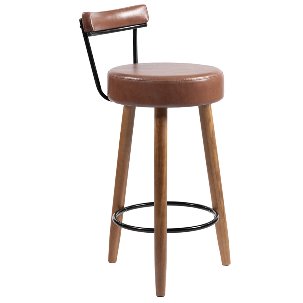 Banqueta Alta Estofada Pés Palito Tília Sintético Café S08  - Mpozenato