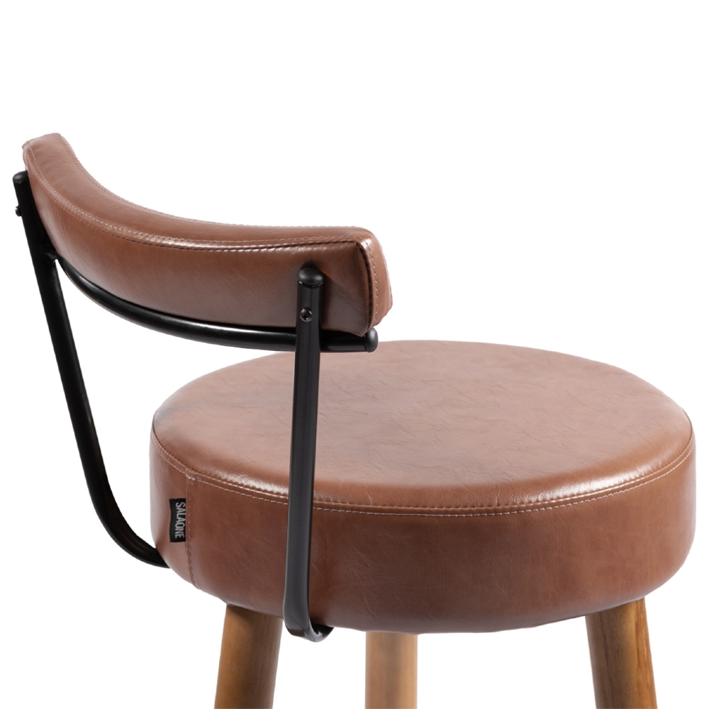 Banqueta Alta Estofada Pés Palito Tília Sintético Café S08  - Mpozenato