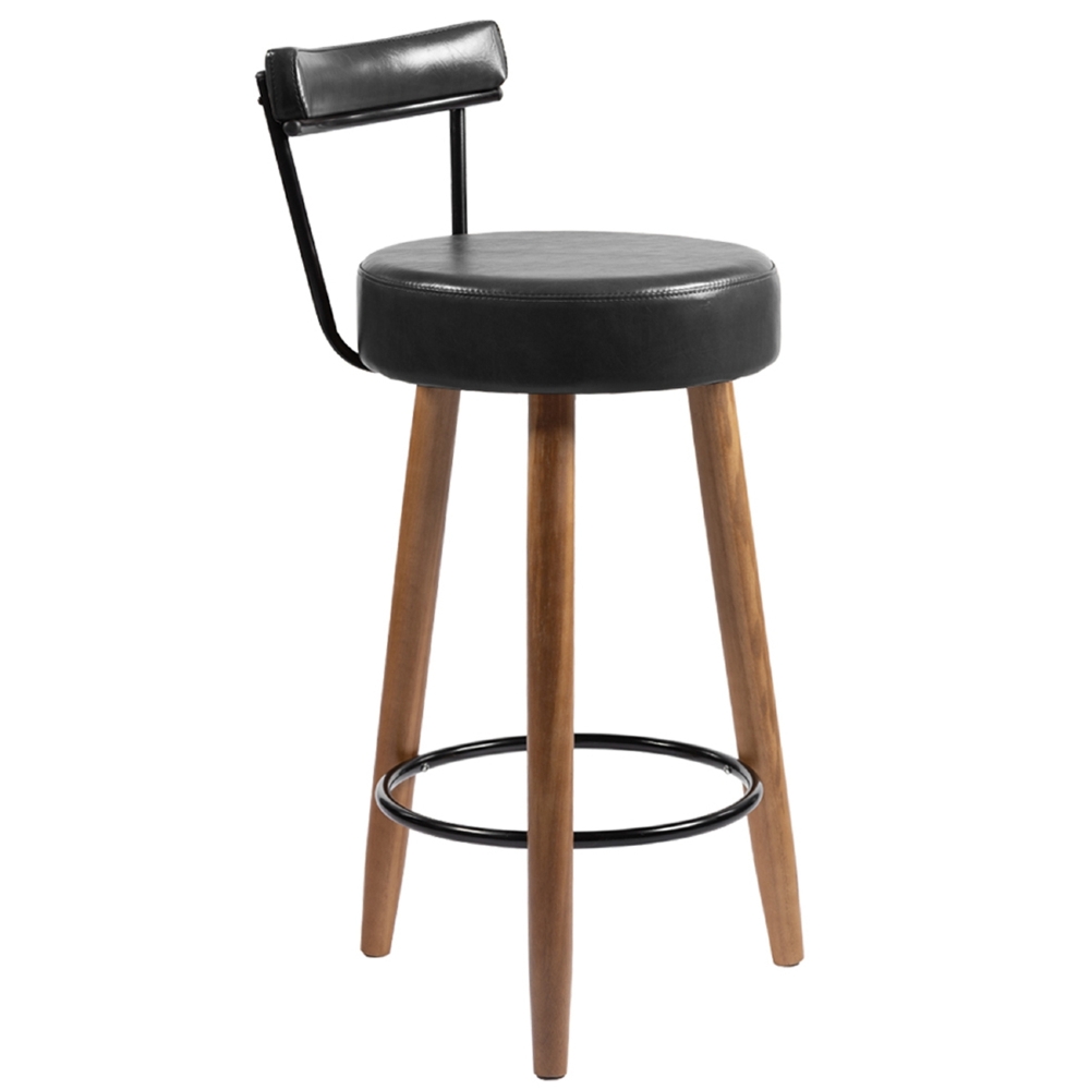 Banqueta Alta Estofada Pés Palito Tília Sintético Preto S08 - Mpozenato