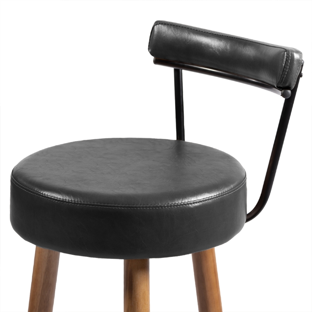 Banqueta Alta Estofada Pés Palito Tília Sintético Preto S08 - Mpozenato