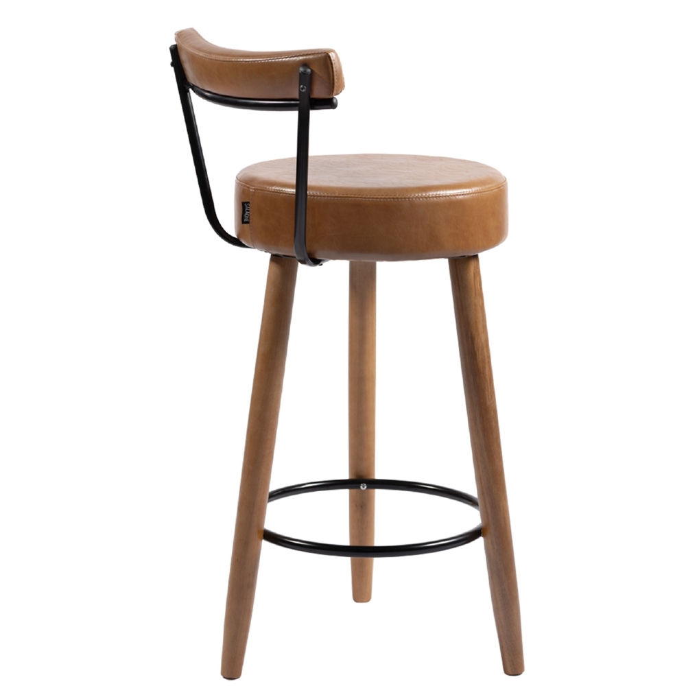 Banqueta Alta Estofada Pés Palito Kit 2 Tília Sintético Amarula S08 - Mpozenato