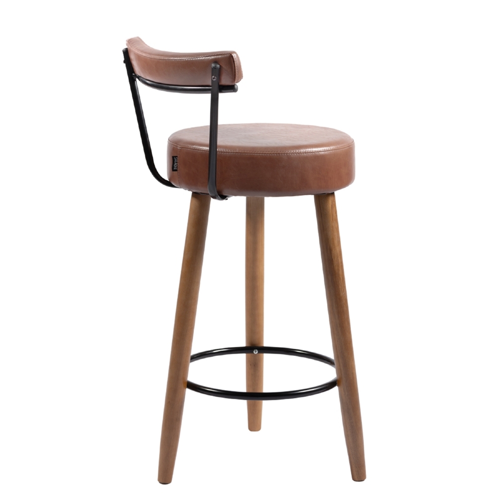 Banqueta Alta Estofada Pés Palito Kit 2 Tília Sintético Café S08 - Mpozenato