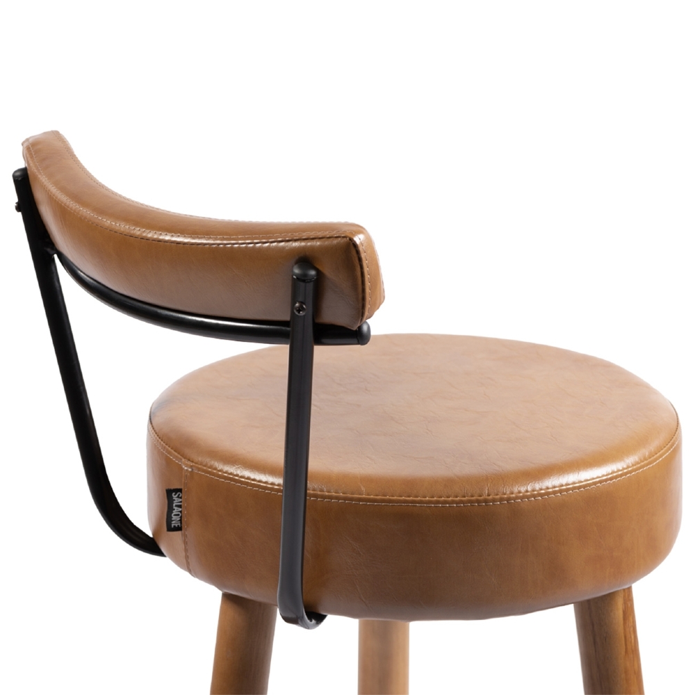 Banqueta Alta Estofada Pés Palito Kit 4 Tília Sintético Amarula S08 - Mpozenato