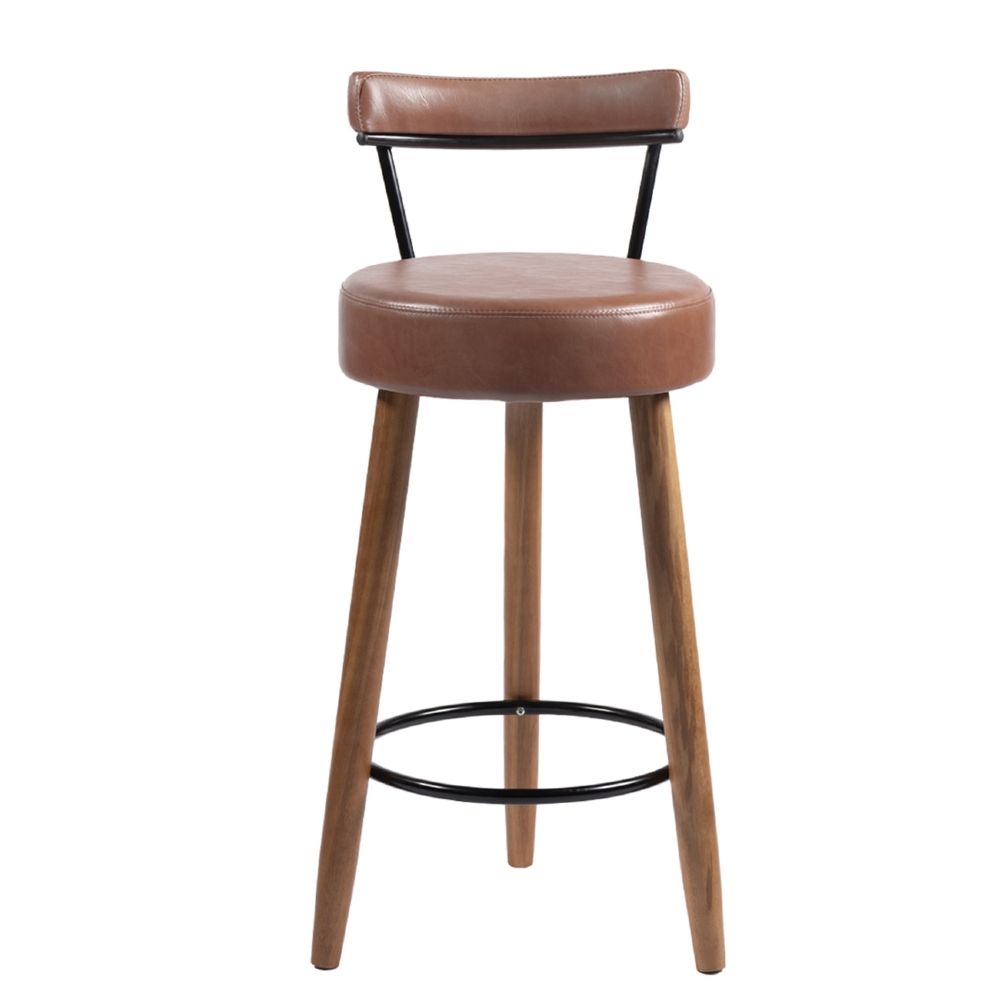 Banqueta Alta Estofada Pés Palito Kit 4 Tília Sintético Café S08 - Mpozenato