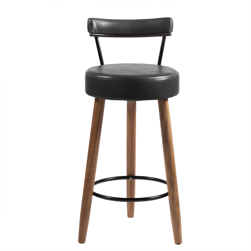 Banqueta Alta Estofada Pés Palito Kit 4 Tília Sintético Preto S08 - Mpozenato