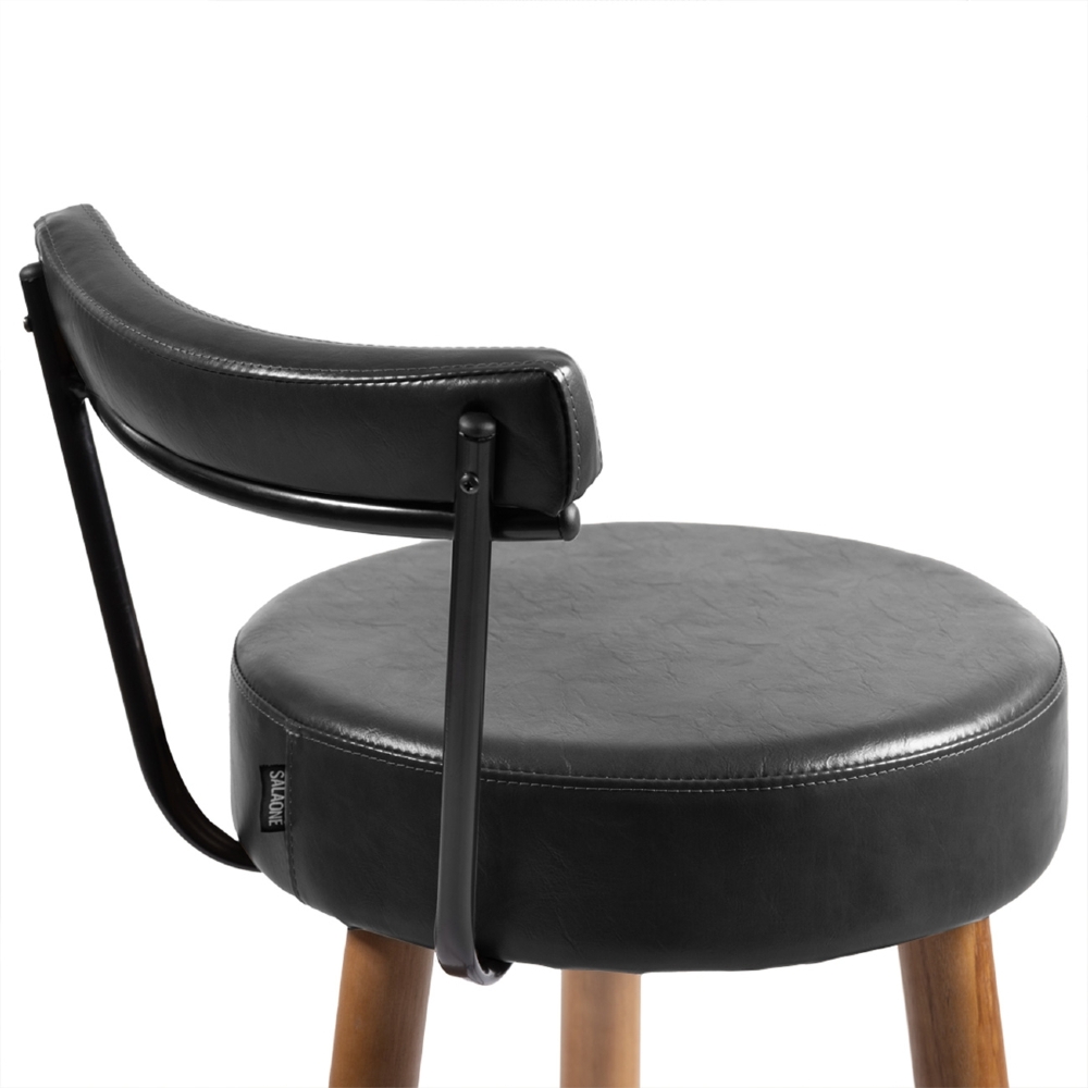 Banqueta Alta Estofada Pés Palito Kit 4 Tília Sintético Preto S08 - Mpozenato