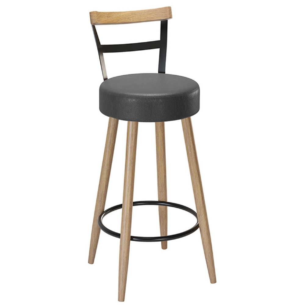 Banqueta Alta Estofada Pés Palito Martin Sintético Preto S08 - Mpozenato