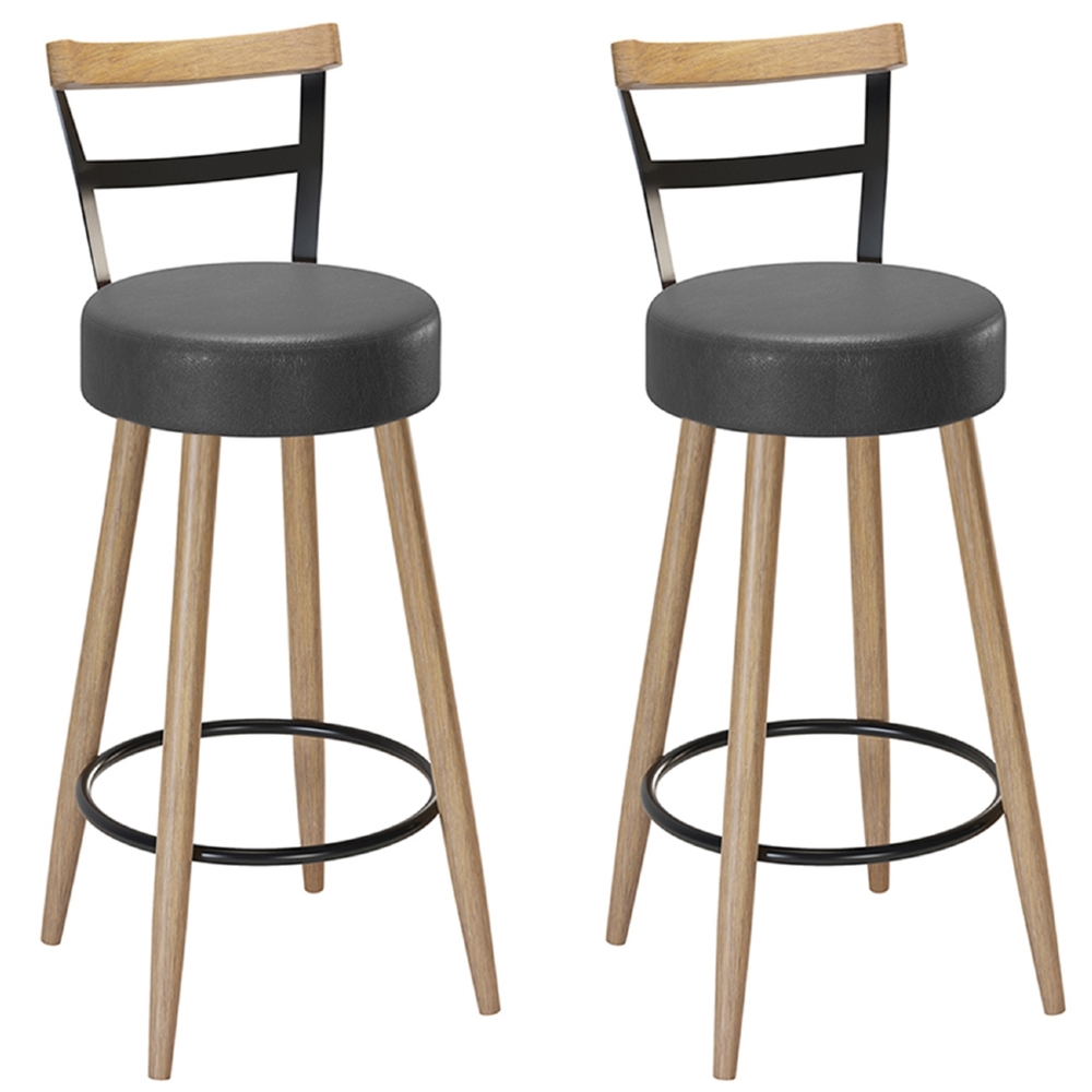 Banqueta Alta Estofada Pés Palito Kit 2 Martin Sintético Preto S08 - Mpozenato