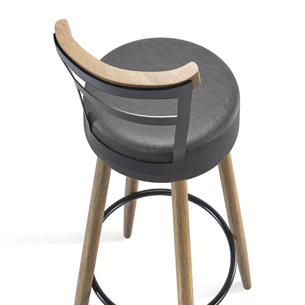 Banqueta Alta Estofada Pés Palito Kit 4 Martin Sintético Preto S08 - Mpozenato