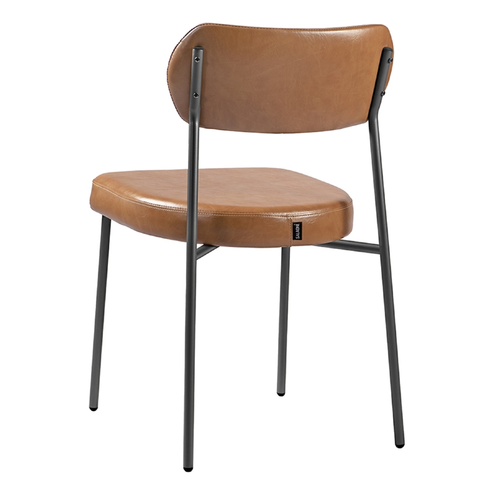 Cadeira Jantar Estofada Pé Metal Preto Lavy Sintético Amarula S08 - Mpozenato