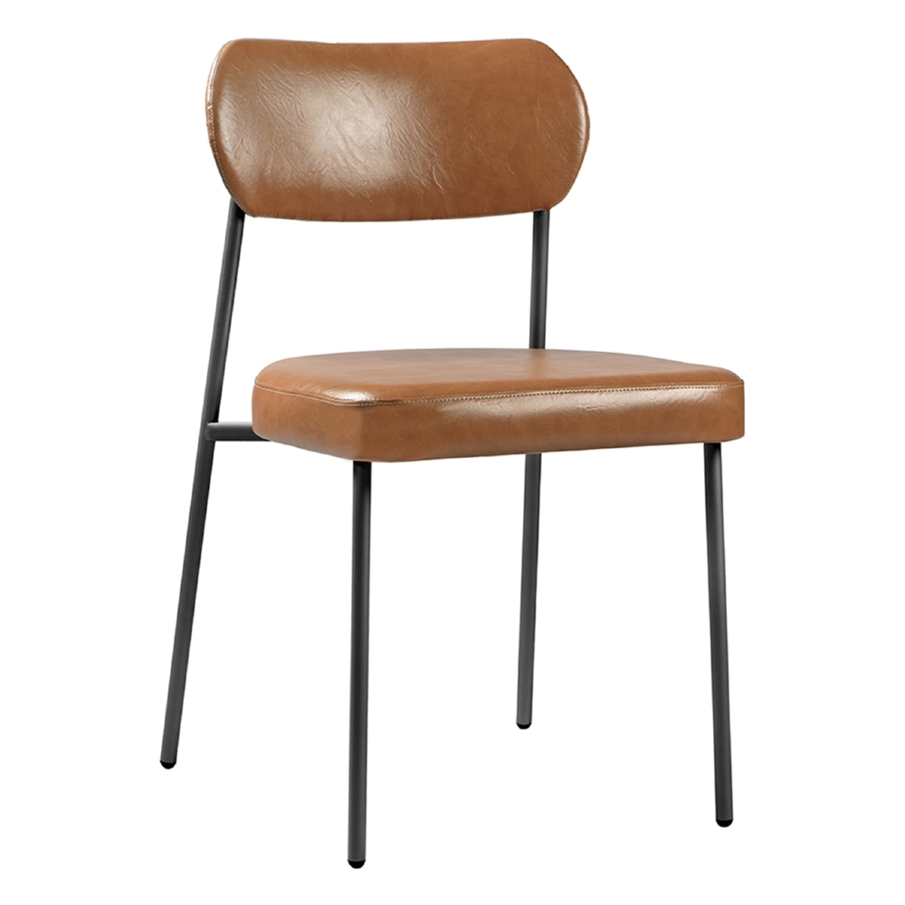 Cadeira Jantar Estofada Pé Metal Preto Lavy Sintético Amarula S08 - Mpozenato