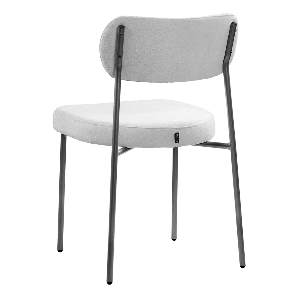 Cadeira Jantar Estofada Pé Metal Preto Lavy Boucle Cinza S08 - Mpozenato