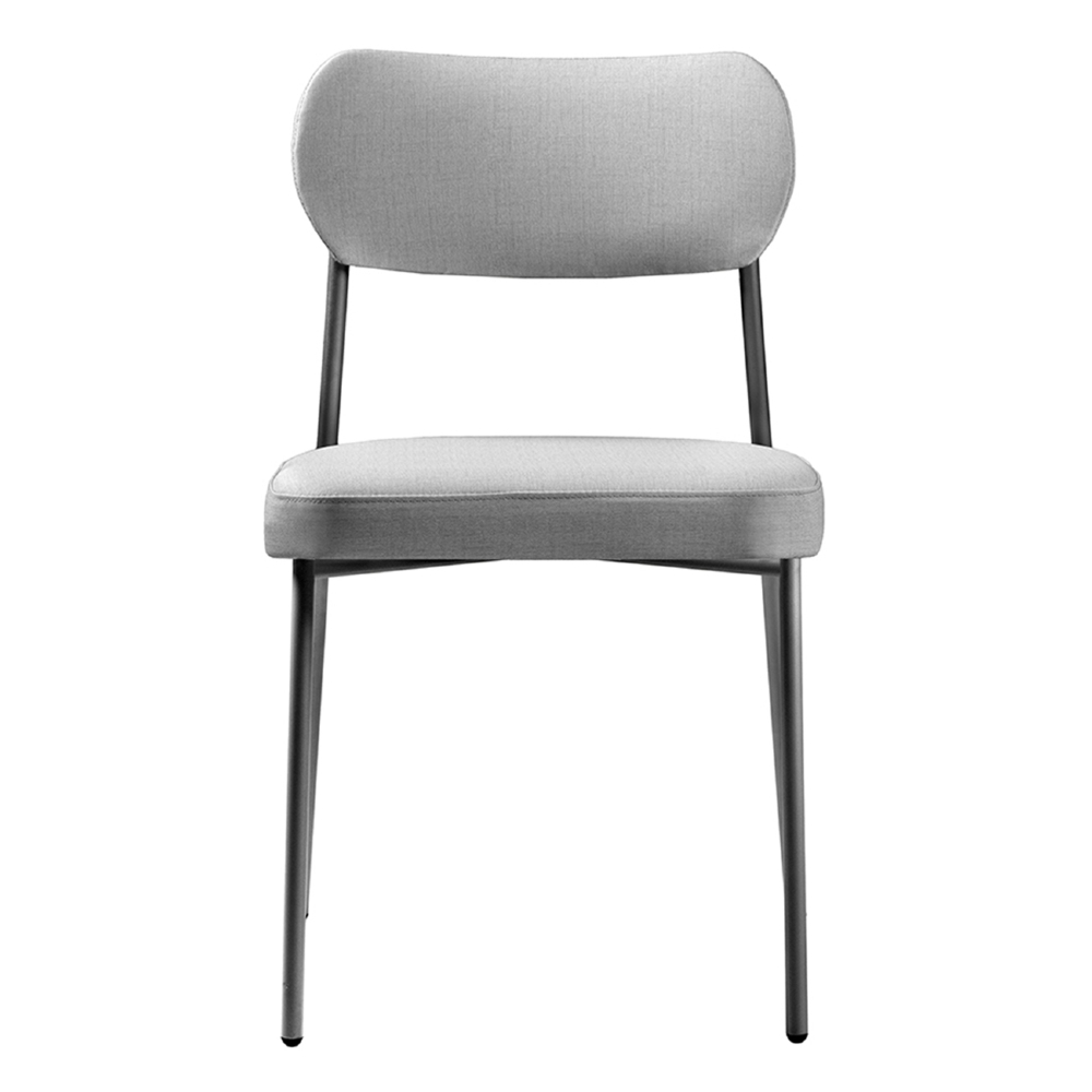 Cadeira Jantar Estofada Pé Metal Preto Lavy Linho Cinza S08 - Mpozenato