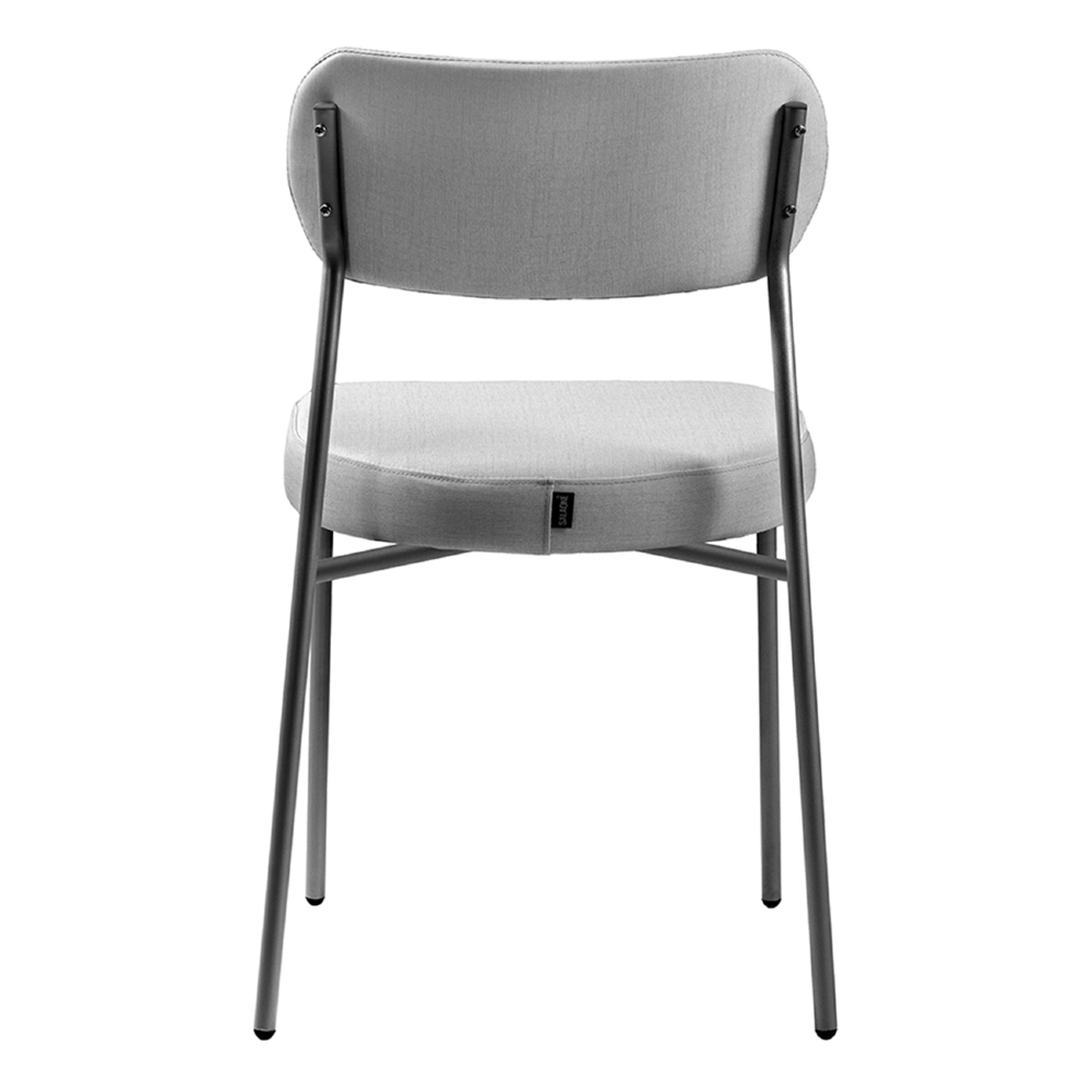 Cadeira Jantar Estofada Pé Metal Preto Lavy Linho Cinza S08 - Mpozenato