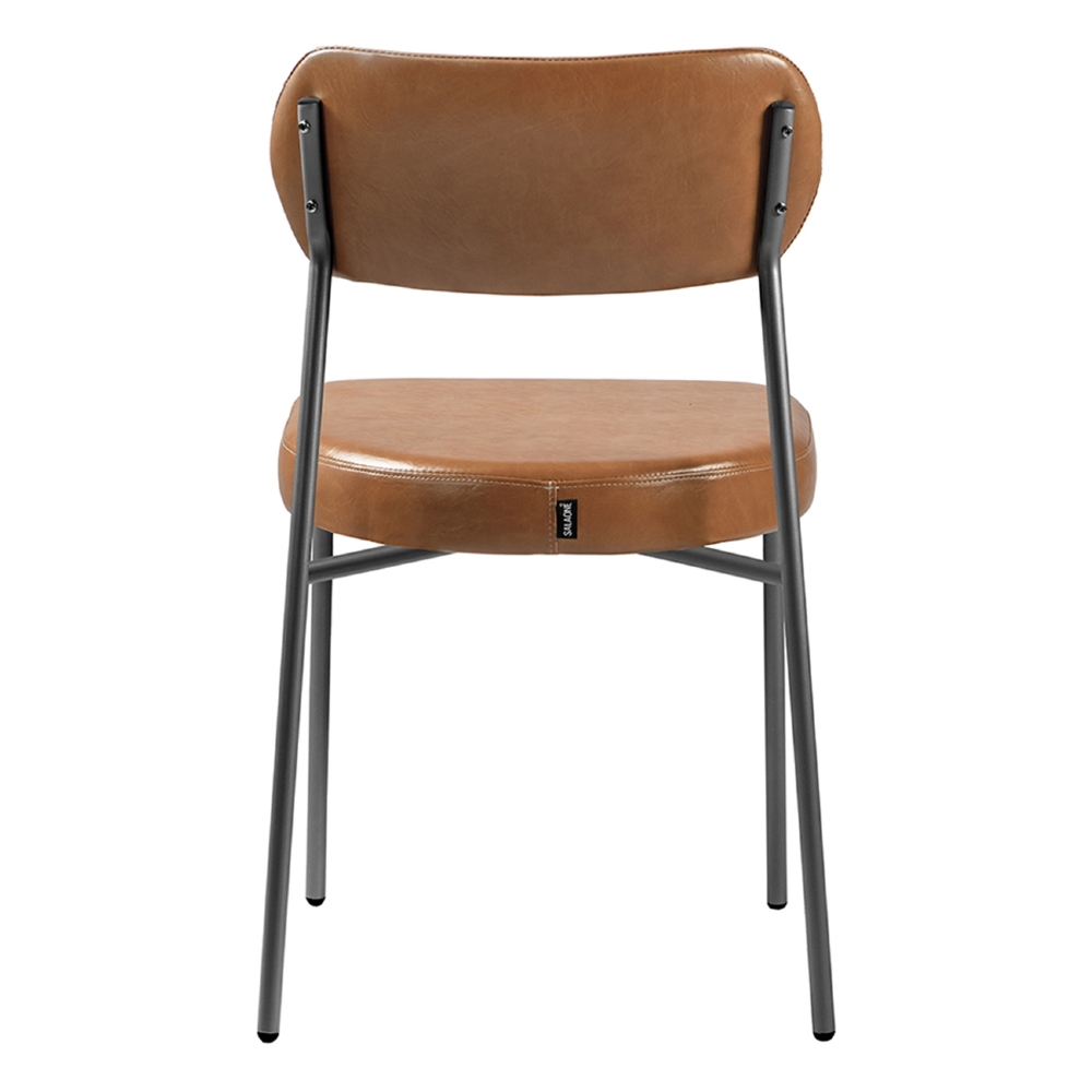 Cadeira Jantar Estofada Pé Metal Preto Kit 2 Lavy Sintético Amarula S08 - Mpozenato