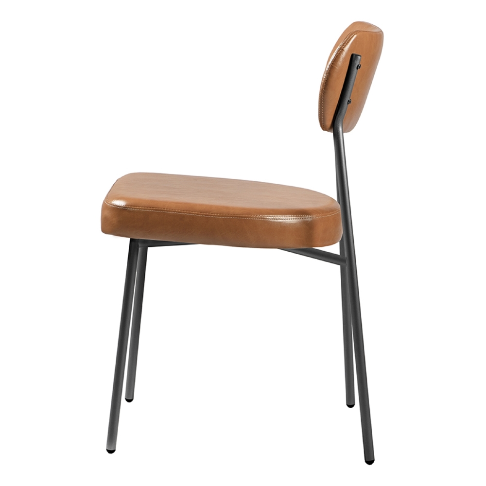 Cadeira Jantar Estofada Pé Metal Preto Kit 2 Lavy Sintético Amarula S08 - Mpozenato