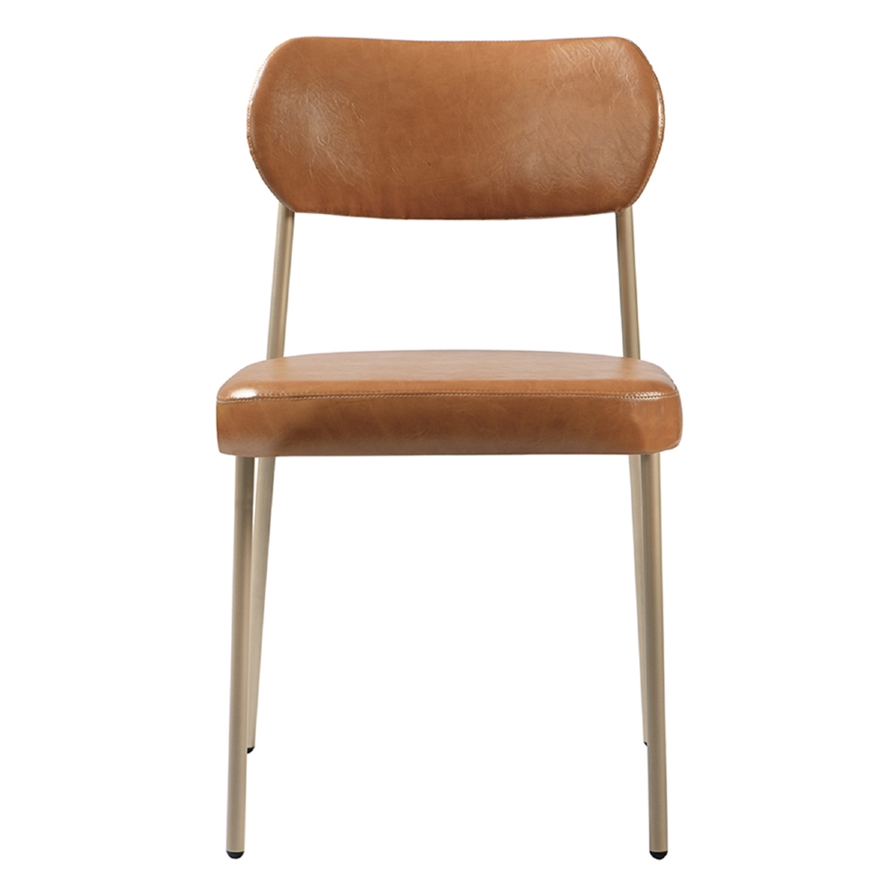 Cadeira Jantar Estofada Pé Metal Rosê Kit 2 Lavy Sintético Amarula S08 - Mpozenato