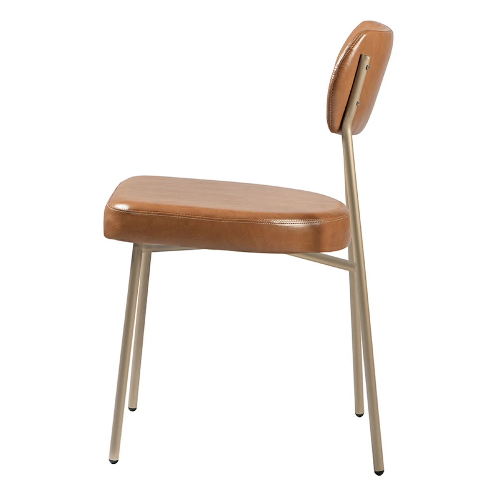 Cadeira Jantar Estofada Pé Metal Rosê Kit 2 Lavy Sintético Amarula S08 - Mpozenato