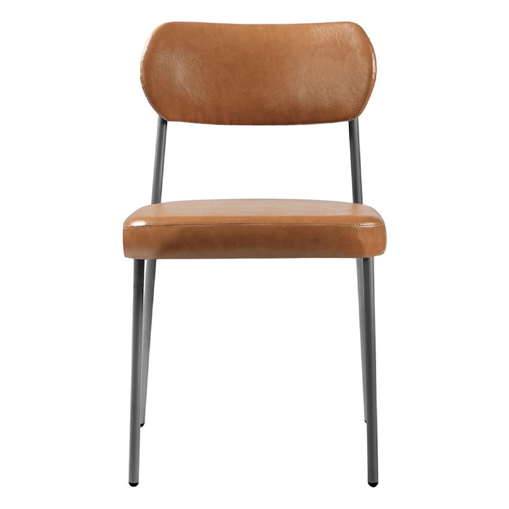 Cadeira Jantar Estofada Pé Metal Preto Kit 4 Lavy Sintético Amarula S08 - Mpozenato