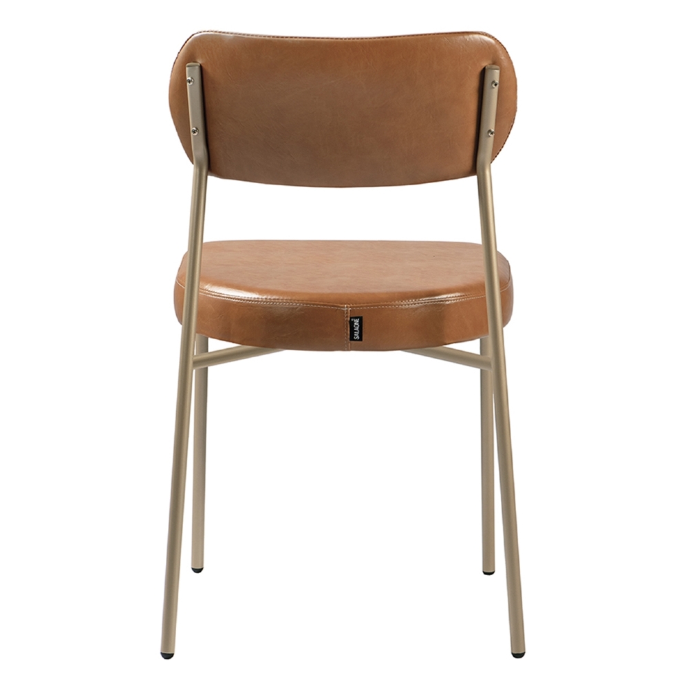 Cadeira Jantar Estofada Pé Metal Rosê Kit 4 Lavy Sintético Amarula S08 - Mpozenato