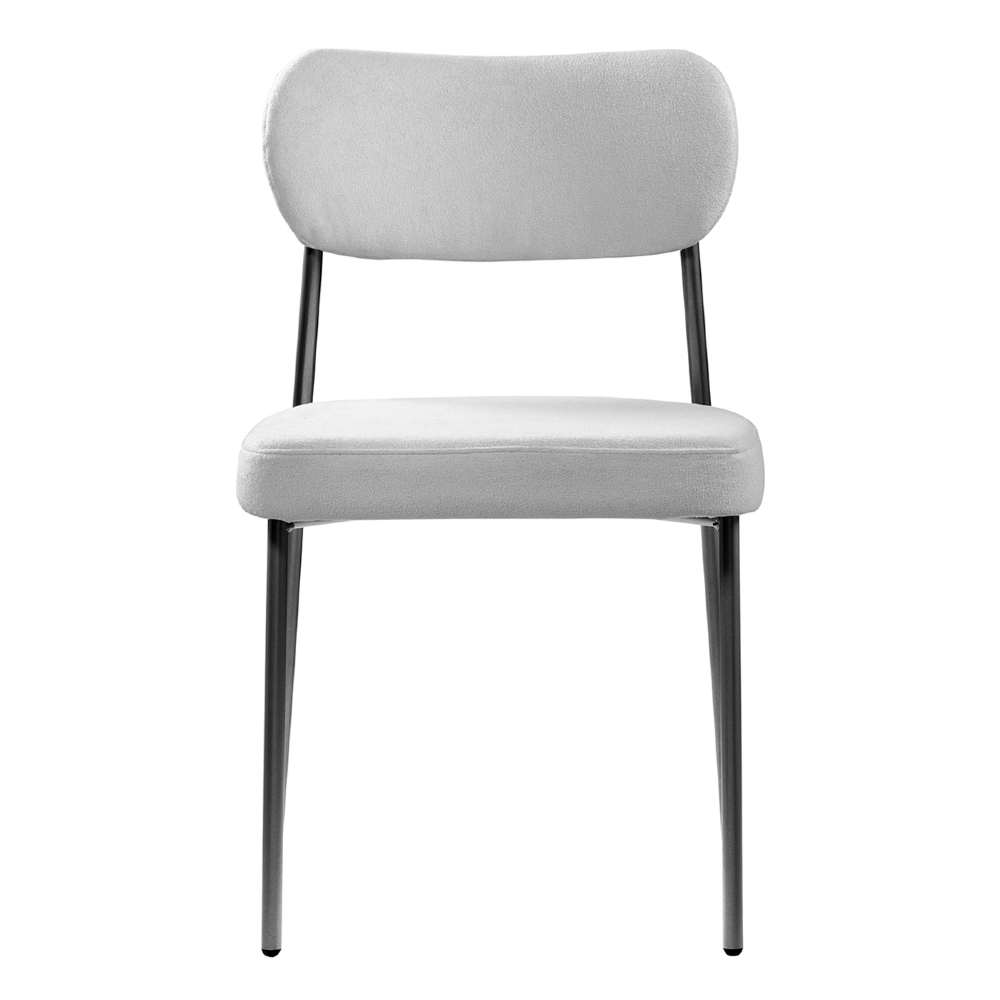 Cadeira Jantar Estofada Pé Metal Preto Kit 4 Lavy Boucle Cinza S08 - Mpozenato