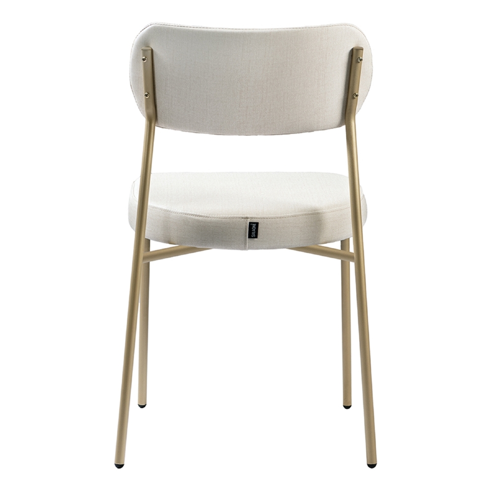 Cadeira Jantar Estofada Pé Metal Rosê Kit 4 Lavy Linho Bege S08 - Mpozenato