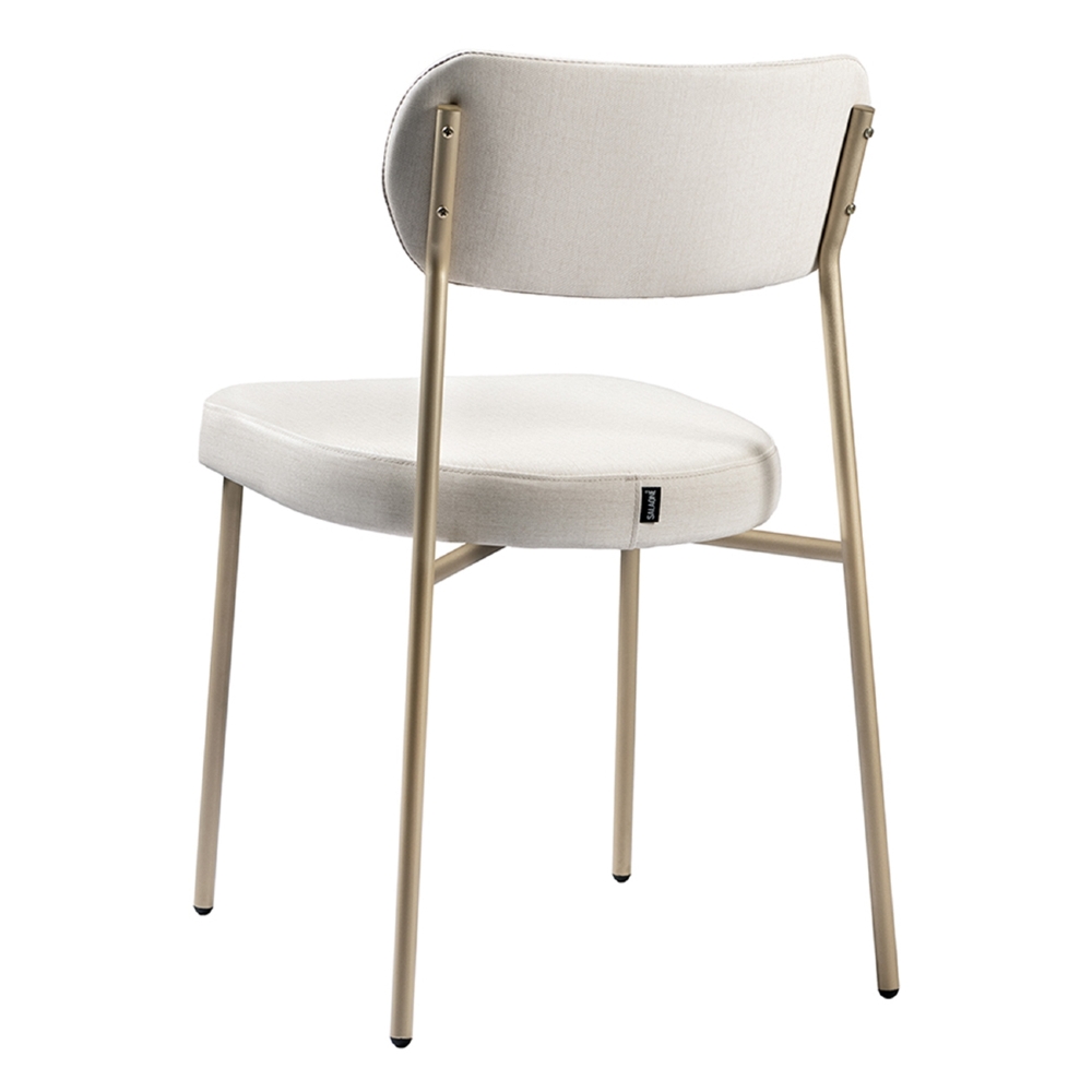 Cadeira Jantar Estofada Pé Metal Rosê Kit 4 Lavy Linho Bege S08 - Mpozenato
