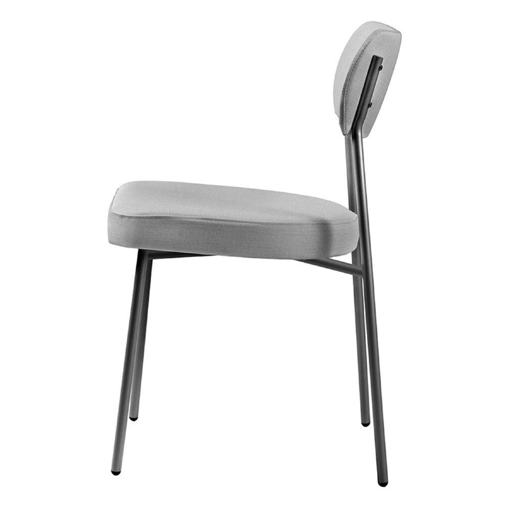 Cadeira Jantar Estofada Pé Metal Preto Kit 4 Lavy Linho Cinza S08 - Mpozenato