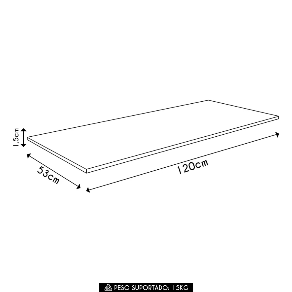 Tampo para Balcão de Cozinha 120cm MDP Lina Z06 Freijó - Mpozenato