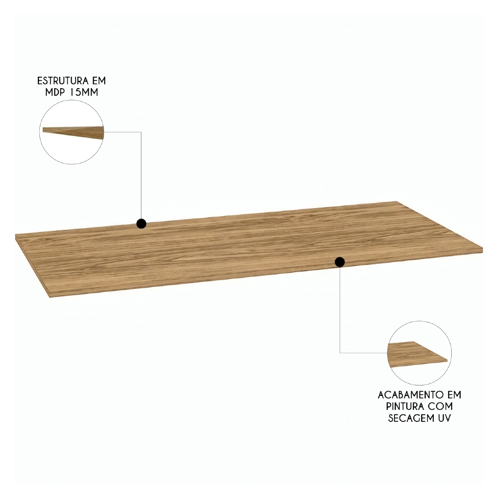 Tampo para Balcão de Cozinha 120cm MDP Lina Z06 Freijó - Mpozenato