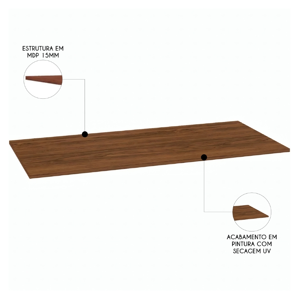 Tampo para Balcão de Cozinha 120cm MDP Lina Z06 Nogueira - Mpozenato