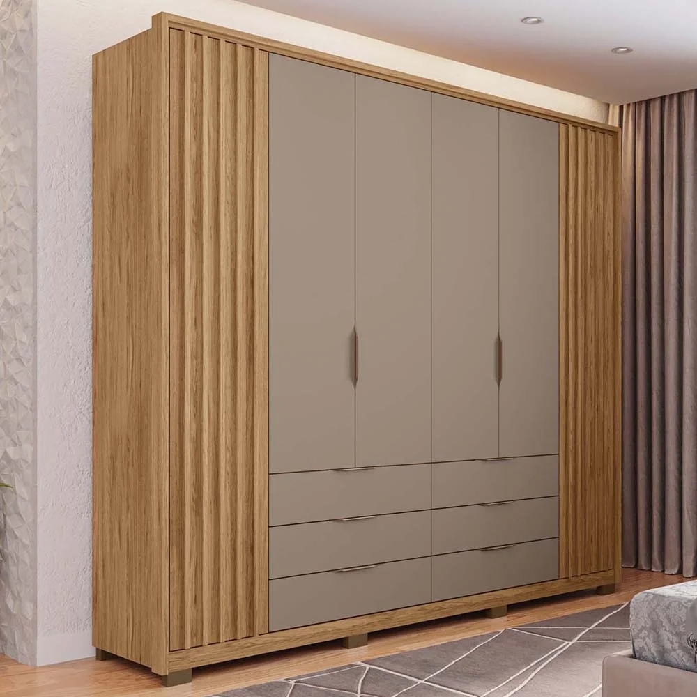 Guarda Roupa Casal 6 Portas Martin C01 Buriti/Fendi - Mpozenato