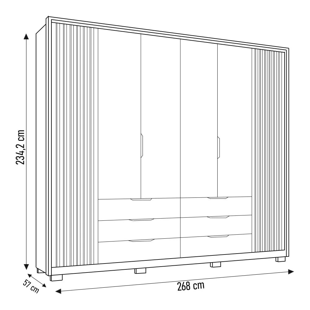 Guarda Roupa Casal 6 Portas Martin C01 Buriti/Fendi - Mpozenato