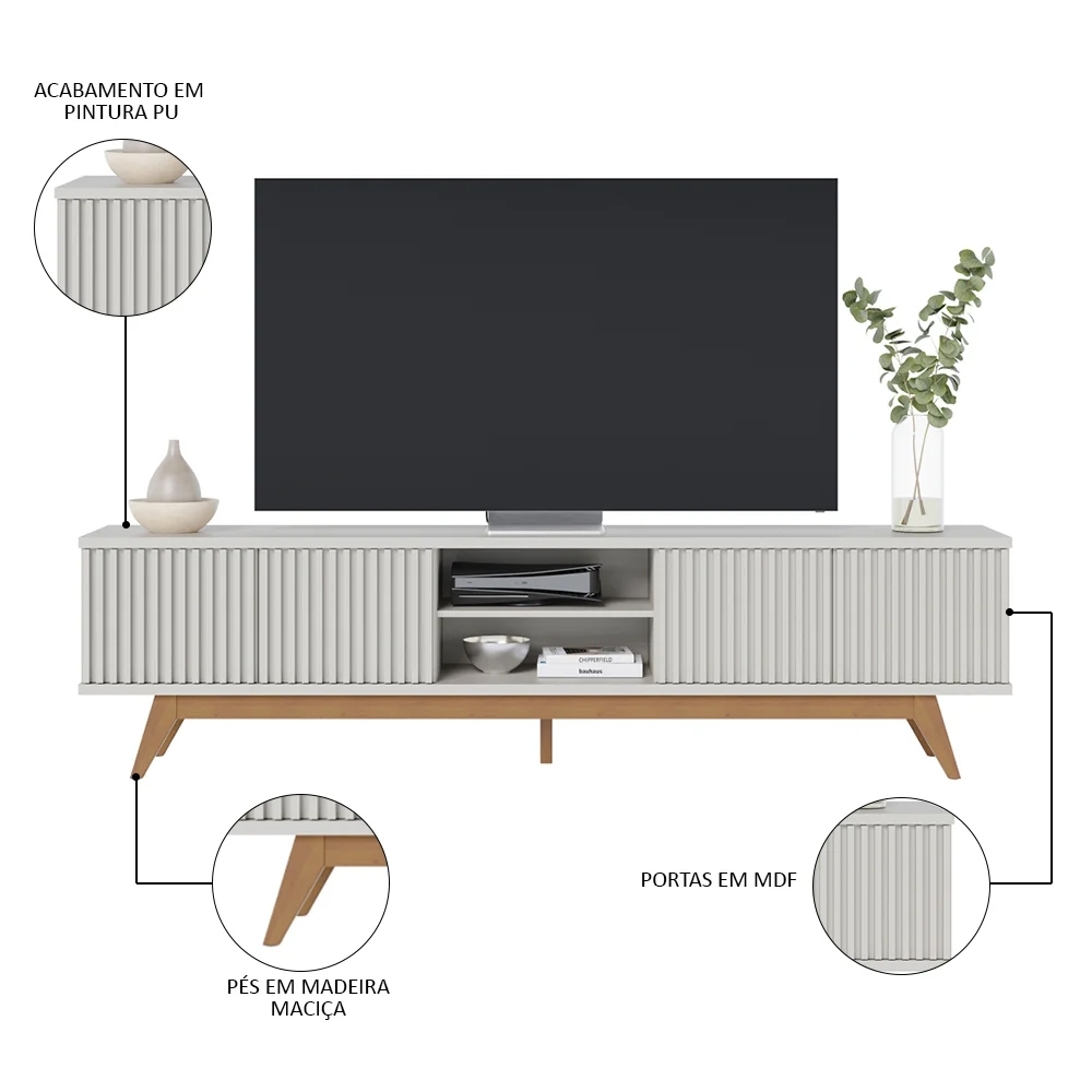 Rack Bancada Para TV 75 Pol. Martires C05 Off White - Mpozenato
