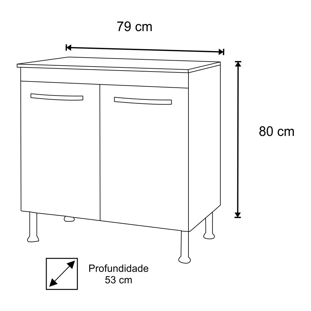 Balcão para Cooktop 5 Bocas Catarina 2 Portas Castanho/Avelã - AJL Móveis