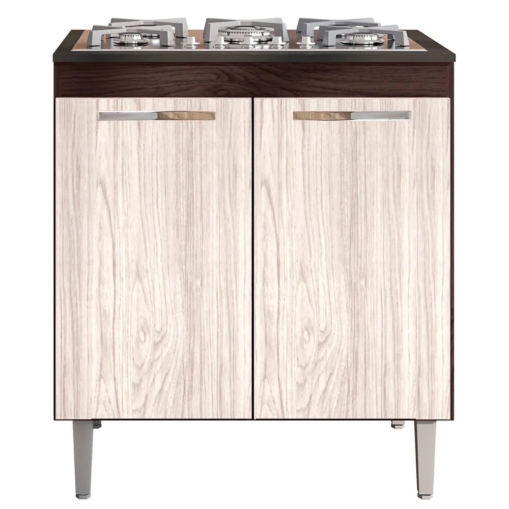 Balcão para Cooktop 4 Bocas Catarina 2 Portas Castanho/Avelã - AJL Móveis