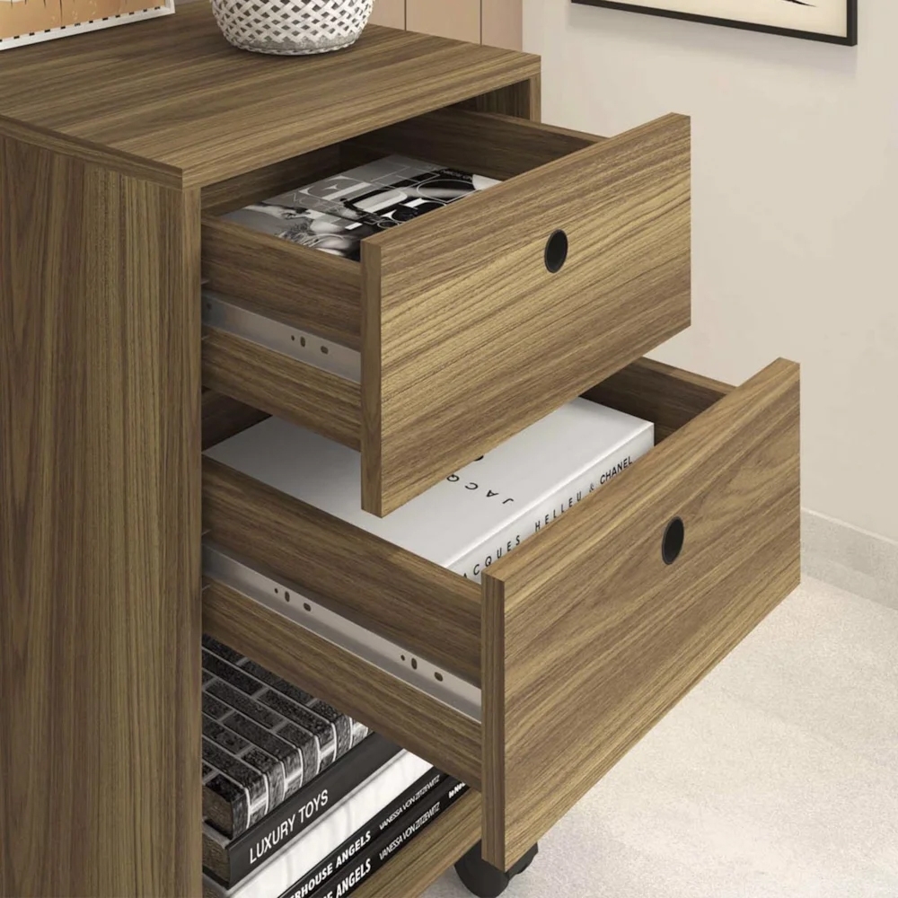 Gaveteiro Escritório 38cm 2 Gavetas e Nicho Una Mel C01 - Mpozenato