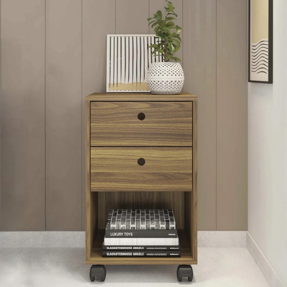 Gaveteiro Escritório 38cm 2 Gavetas e Nicho Una Mel C01 - Mpozenato