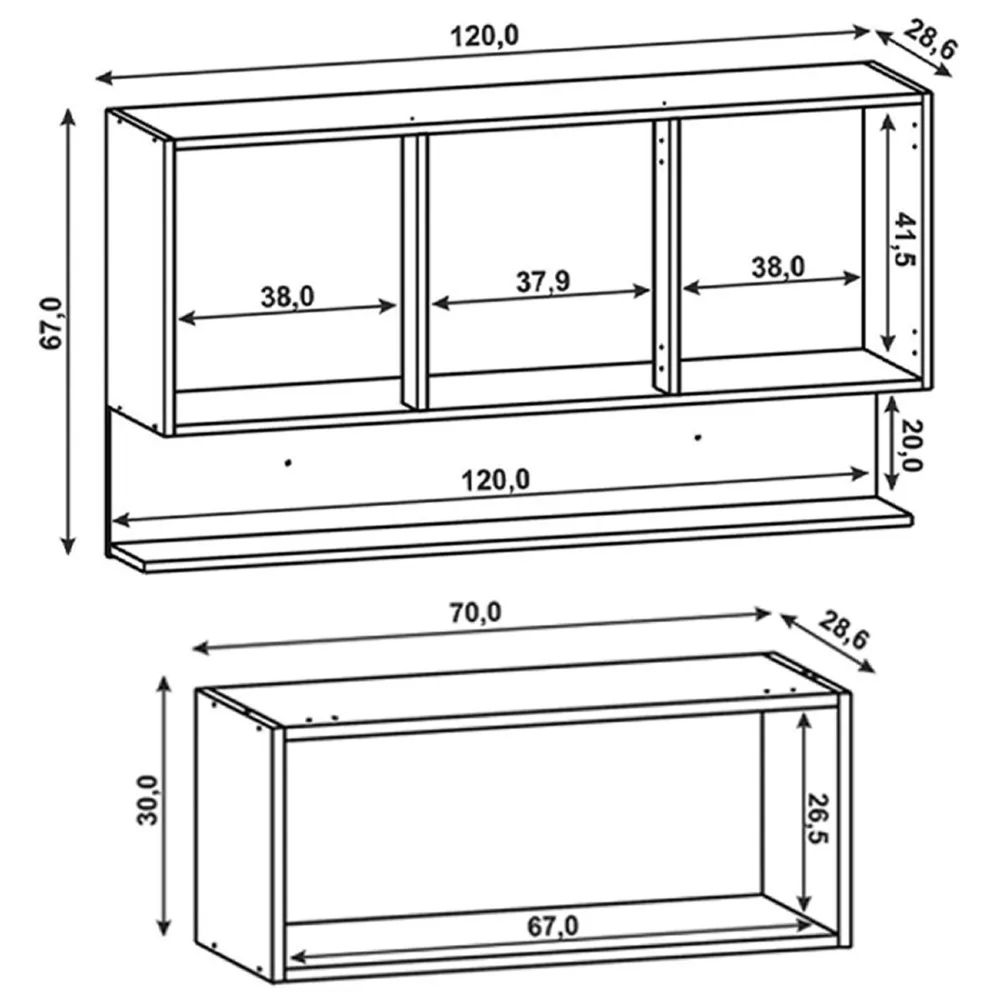 Armário de Cozinha 120cm com Aéreo 70cm Lina Z06 Vanilla/Freijó - Mpozenato