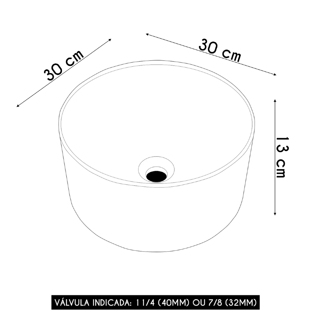 Cuba Pia Para Banheiro Redonda 30cm Celine C08 Preto - Mpozenato