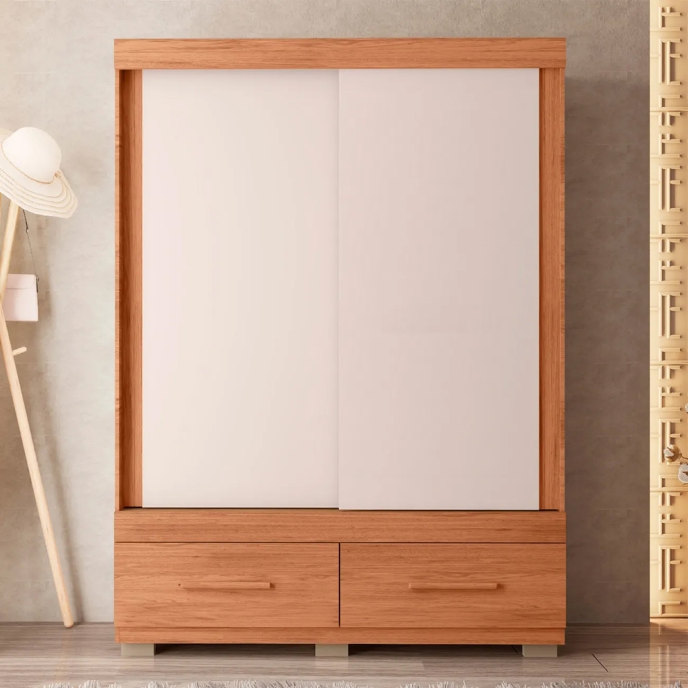Guarda Roupa Solteiro 137cm Com 2 Portas Darius Freijó/Off C01 - Mpozenato